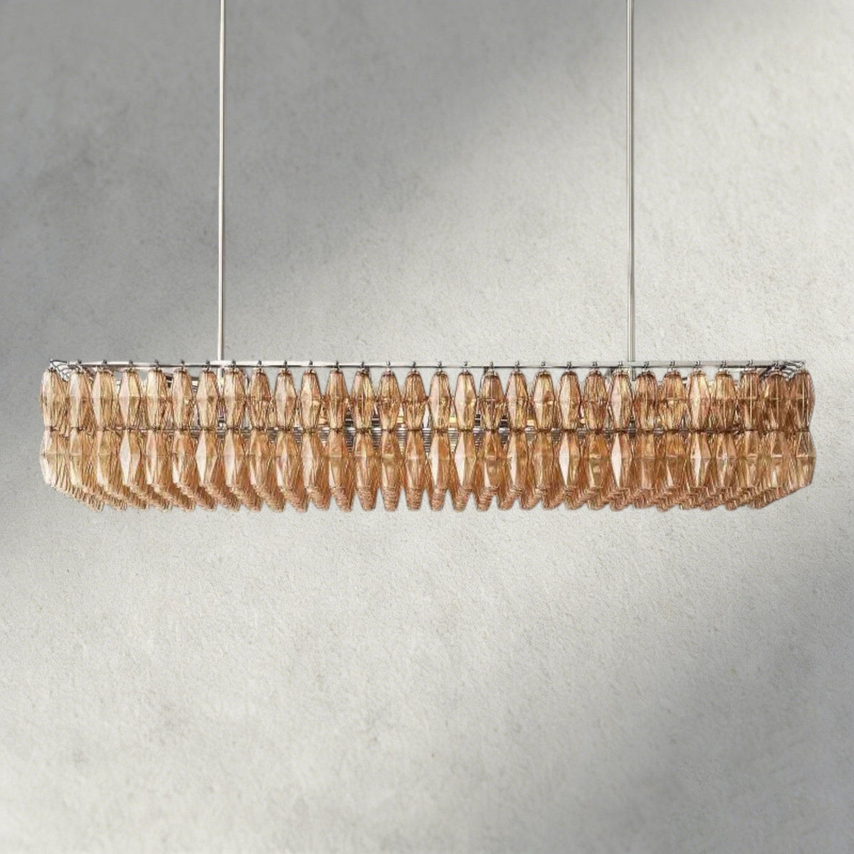 Chiaray Clear/ Smoke Glass Rectangular Chandelier 54", 74" - Zelno Lighting