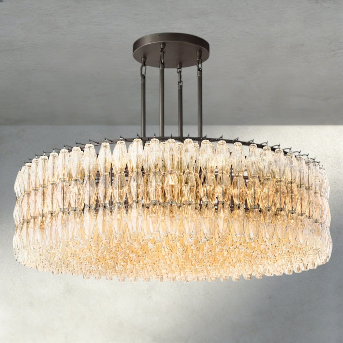 Chiaray Clear/ Smoke Glass Round Chandelier 37", 47", 62" - Zelno Lighting