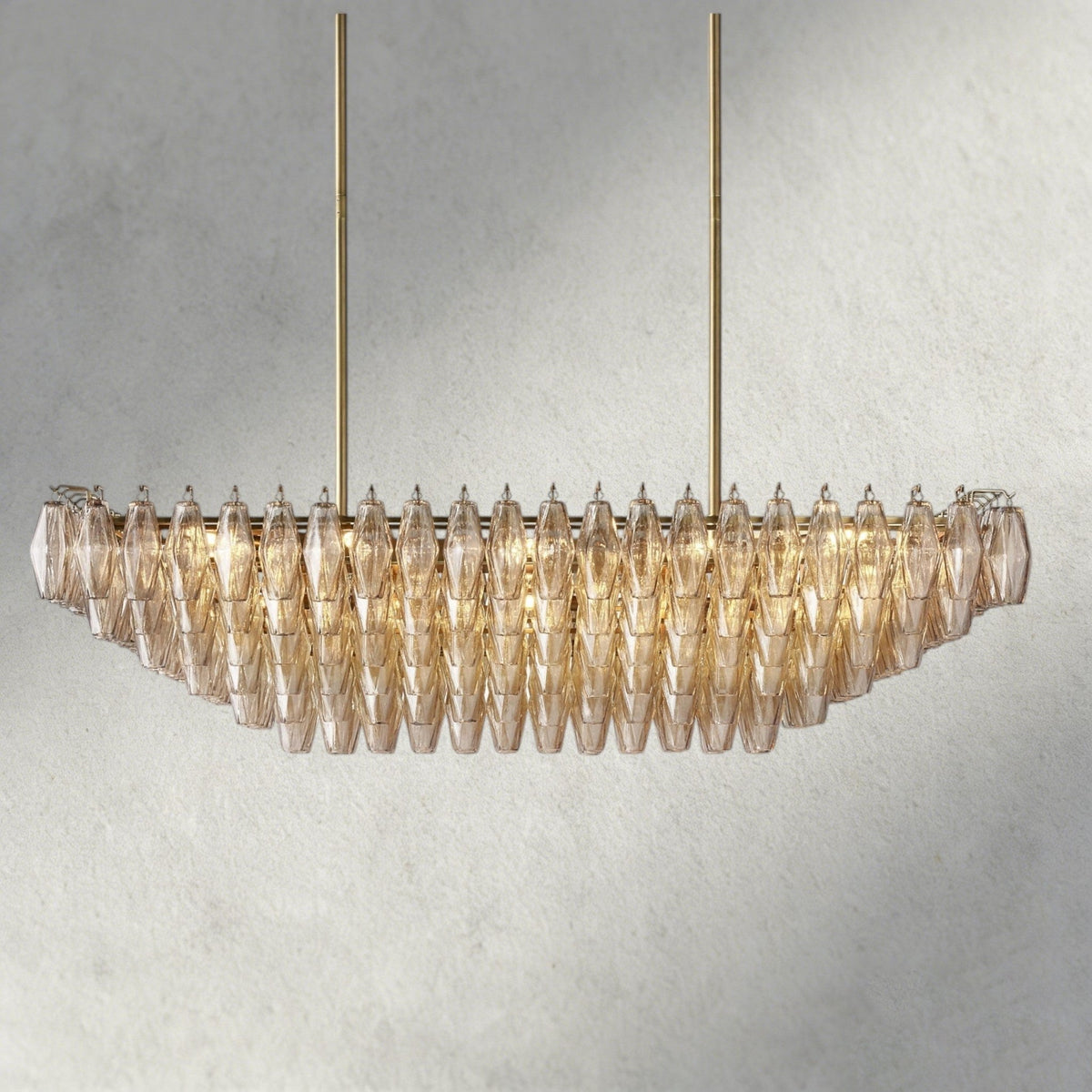 Chiaray Clear/ Smoke Glass Tiered Rectangular Chandelier 54", 74" - Zelno Lighting