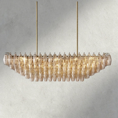 Chiaray Clear/ Smoke Glass Tiered Rectangular Chandelier 54", 74" - Zelno Lighting