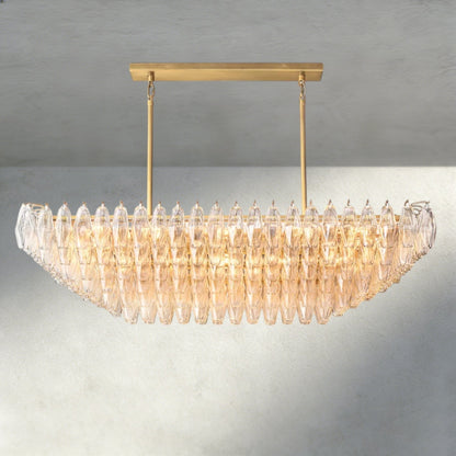 Chiaray Clear/ Smoke Glass Tiered Rectangular Chandelier 54", 74" - Zelno Lighting
