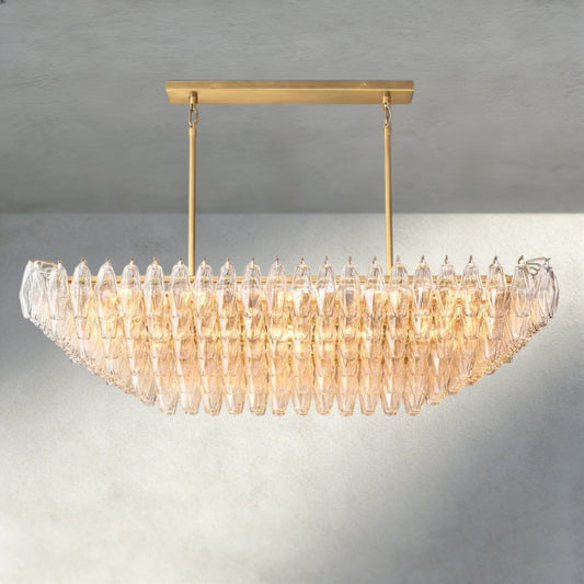 Chiaray Clear/ Smoke Glass Tiered Rectangular Chandelier 54", 74" - Zelno Lighting