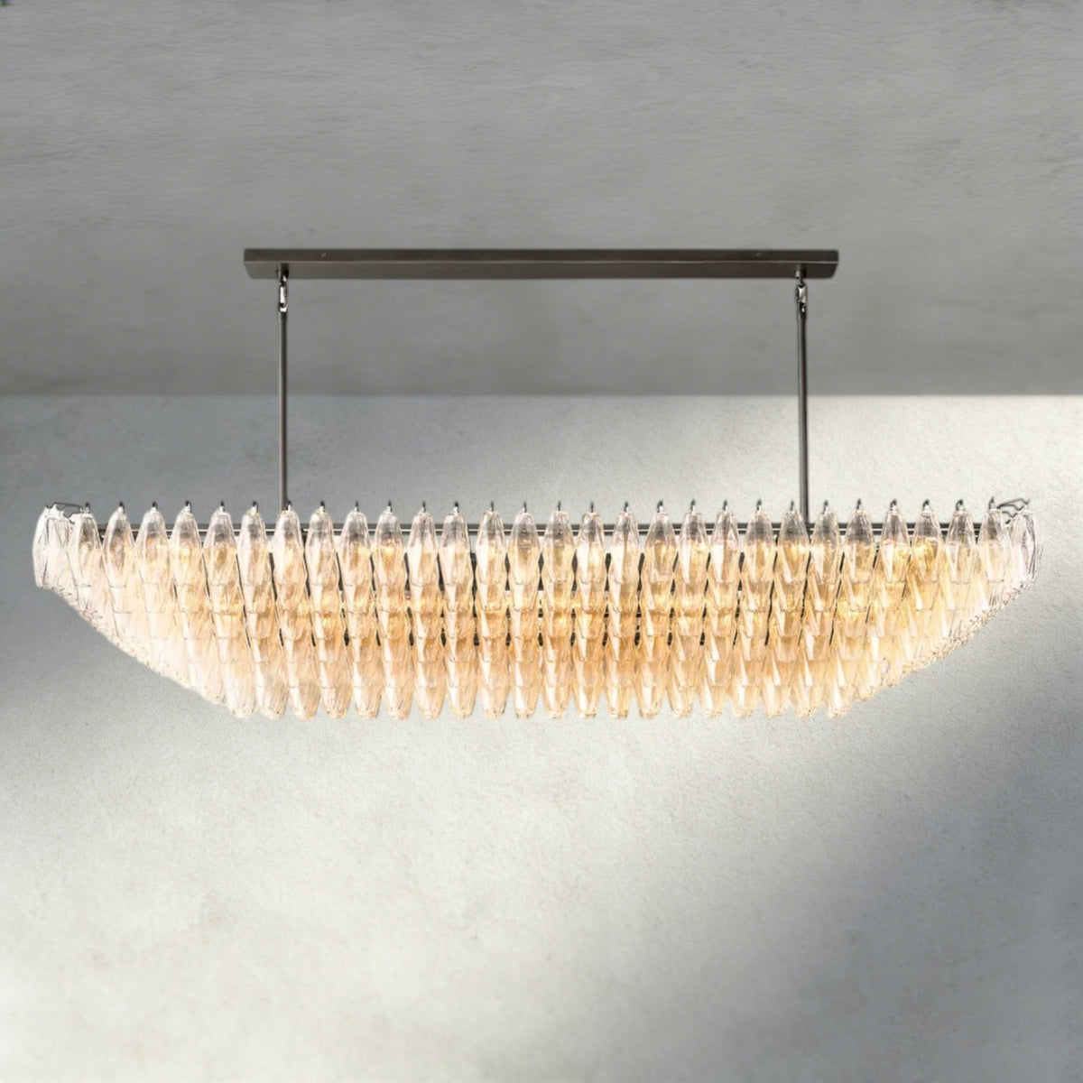 Chiaray Clear/ Smoke Glass Tiered Rectangular Chandelier 54", 74" - Zelno Lighting
