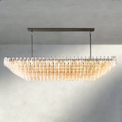 Chiaray Clear/ Smoke Glass Tiered Rectangular Chandelier 54", 74" - Zelno Lighting