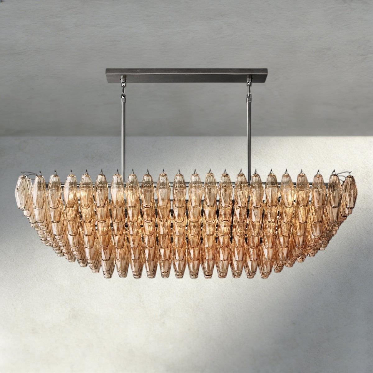 Chiaray Clear/ Smoke Glass Tiered Rectangular Chandelier 54", 74" - Zelno Lighting