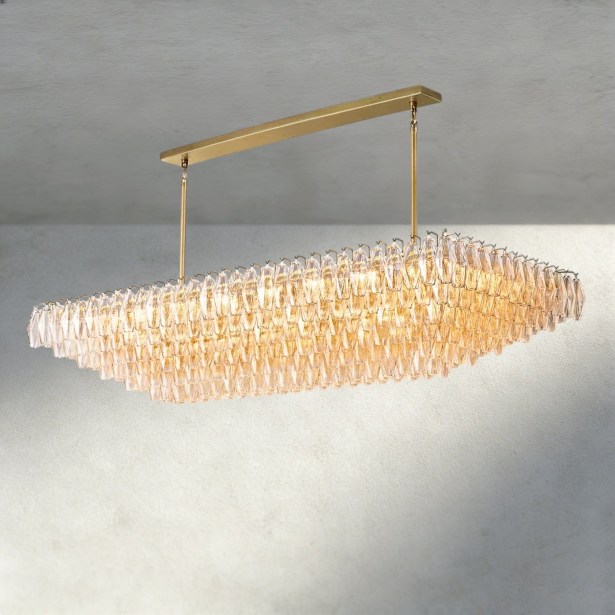 Chiaray Clear/ Smoke Glass Tiered Rectangular Chandelier 54", 74" - Zelno Lighting