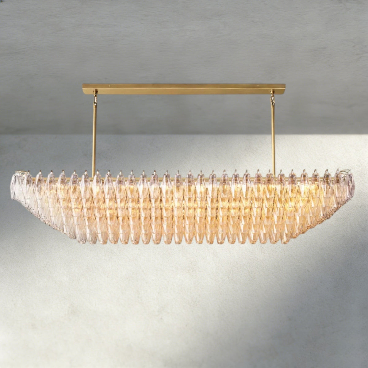 Chiaray Clear/ Smoke Glass Tiered Rectangular Chandelier 54", 74" - Zelno Lighting