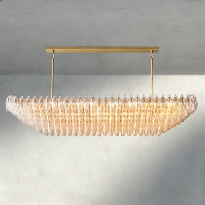 Chiaray Clear/ Smoke Glass Tiered Rectangular Chandelier 54", 74" - Zelno Lighting