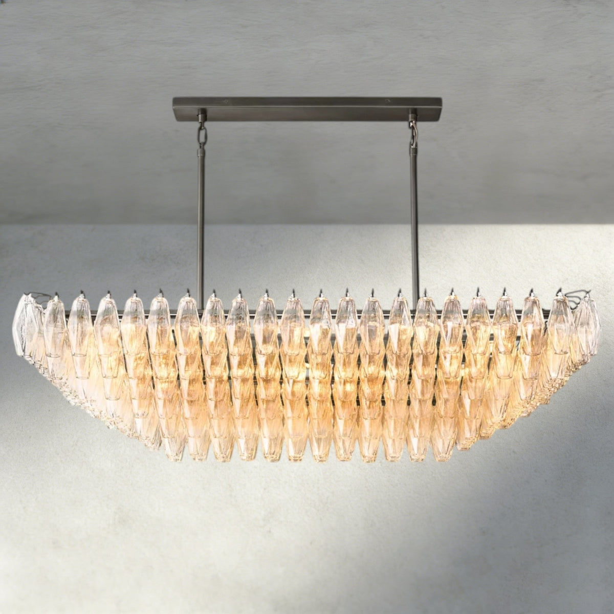 Chiaray Clear/ Smoke Glass Tiered Rectangular Chandelier 54", 74" - Zelno Lighting
