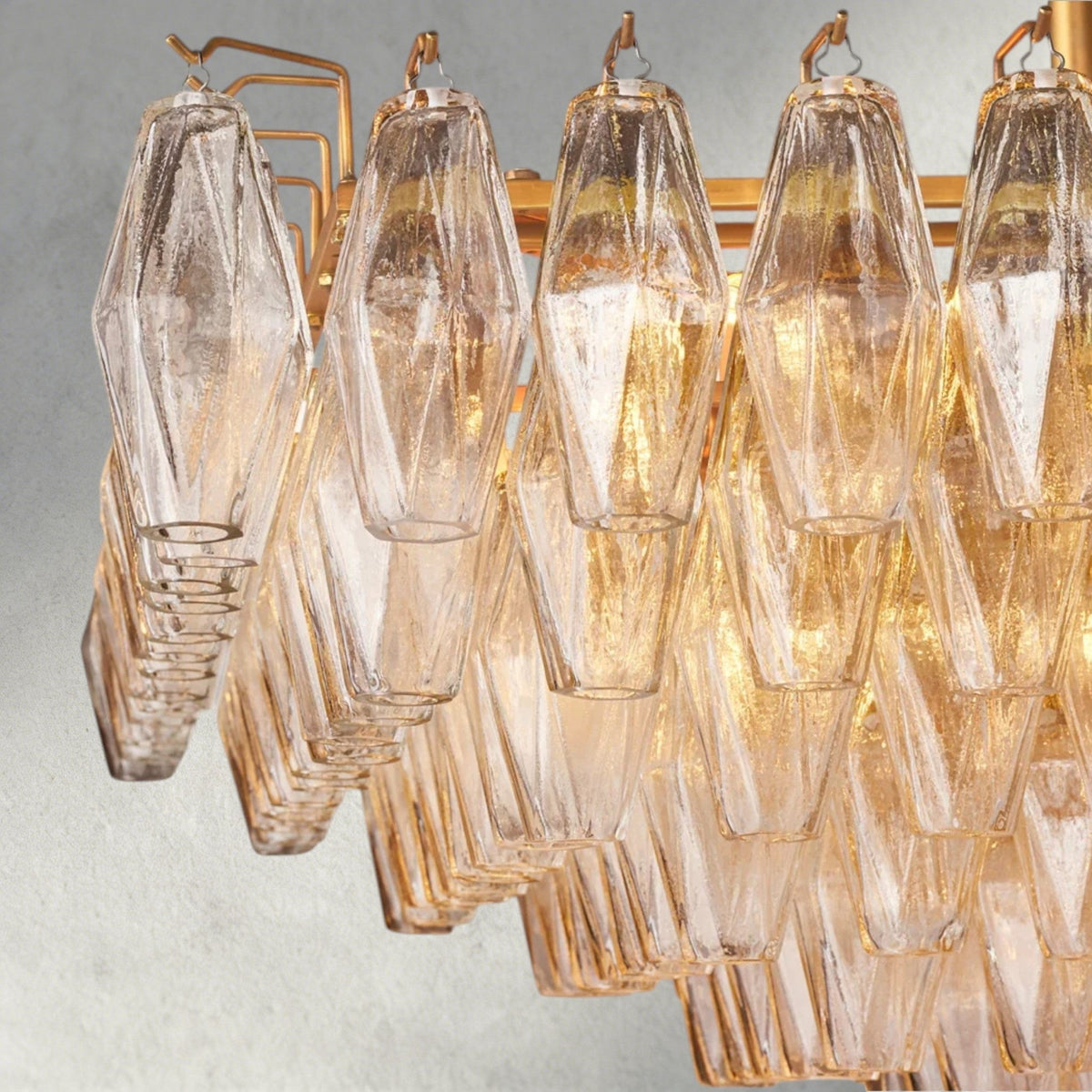 Chiaray Clear/ Smoke Glass Tiered Rectangular Chandelier 54", 74" - Zelno Lighting