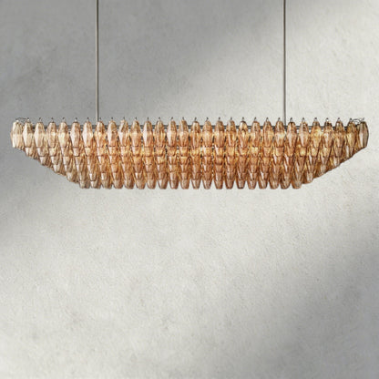 Chiaray Clear/ Smoke Glass Tiered Rectangular Chandelier 54", 74" - Zelno Lighting