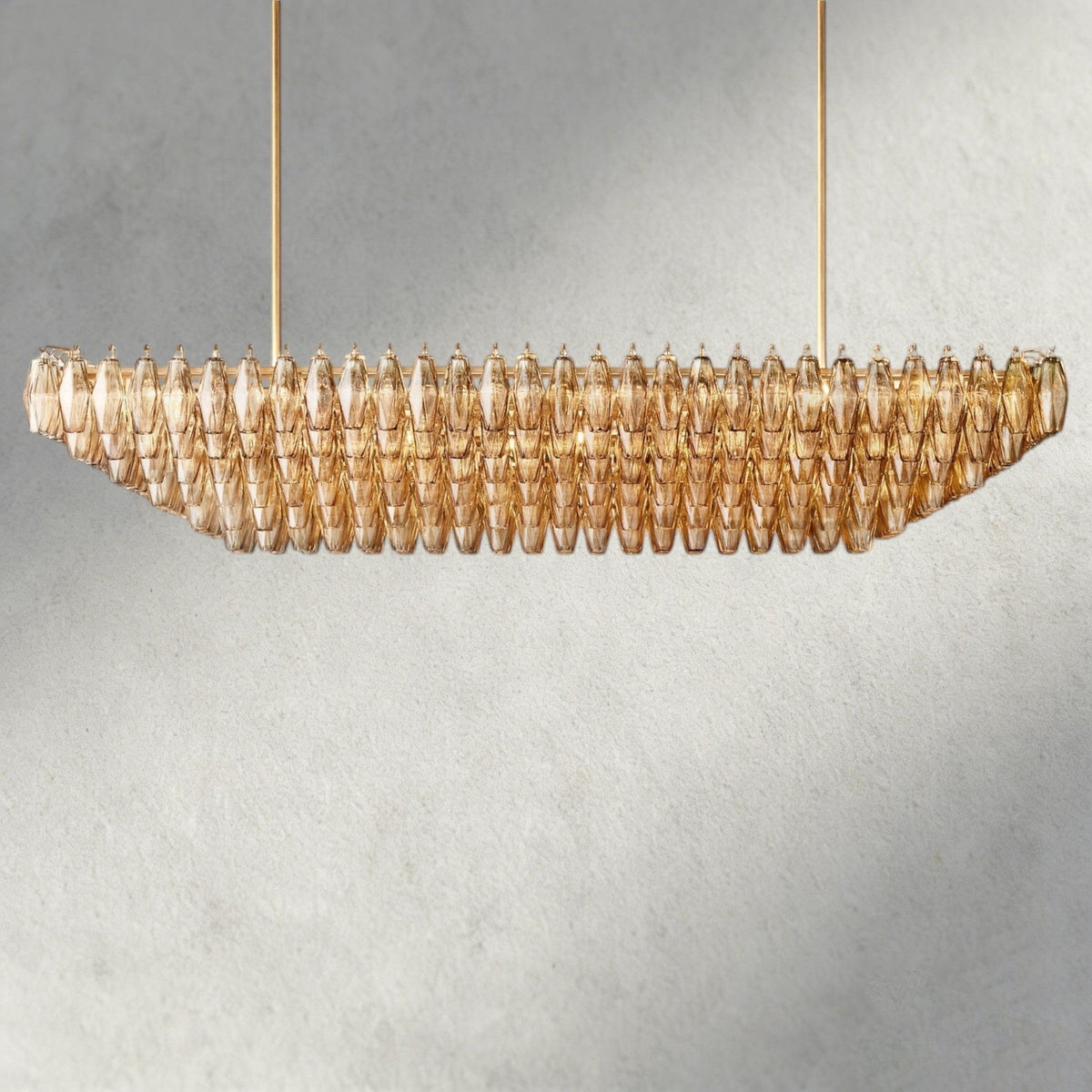 Chiaray Clear/ Smoke Glass Tiered Rectangular Chandelier 54", 74" - Zelno Lighting