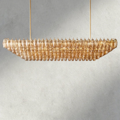 Chiaray Clear/ Smoke Glass Tiered Rectangular Chandelier 54", 74" - Zelno Lighting
