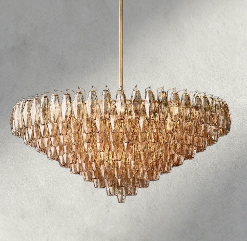 Chiaray CLEAR/ SMOKE GLASS TIERED ROUND CHANDELIER 37", 47", 62" - Zelno Lighting