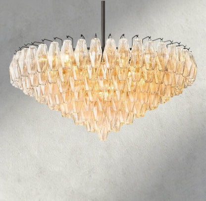 Chiaray CLEAR/ SMOKE GLASS TIERED ROUND CHANDELIER 37", 47", 62" - Zelno Lighting