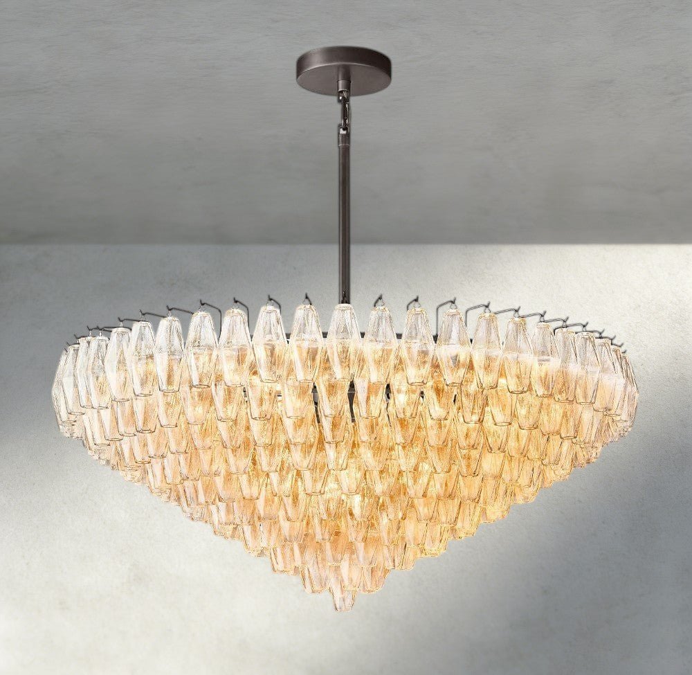 Chiaray CLEAR/ SMOKE GLASS TIERED ROUND CHANDELIER 37", 47", 62" - Zelno Lighting