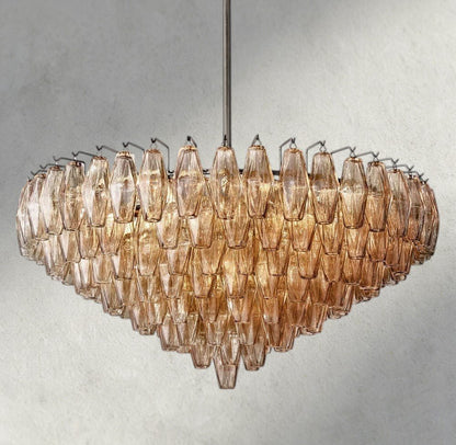 Chiaray CLEAR/ SMOKE GLASS TIERED ROUND CHANDELIER 37", 47", 62" - Zelno Lighting