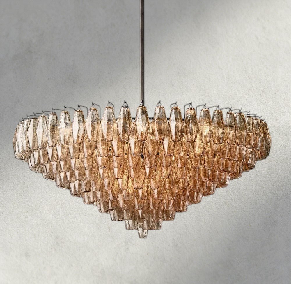 Chiaray CLEAR/ SMOKE GLASS TIERED ROUND CHANDELIER 37", 47", 62" - Zelno Lighting