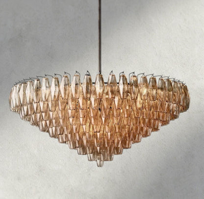 Chiaray CLEAR/ SMOKE GLASS TIERED ROUND CHANDELIER 37", 47", 62" - Zelno Lighting