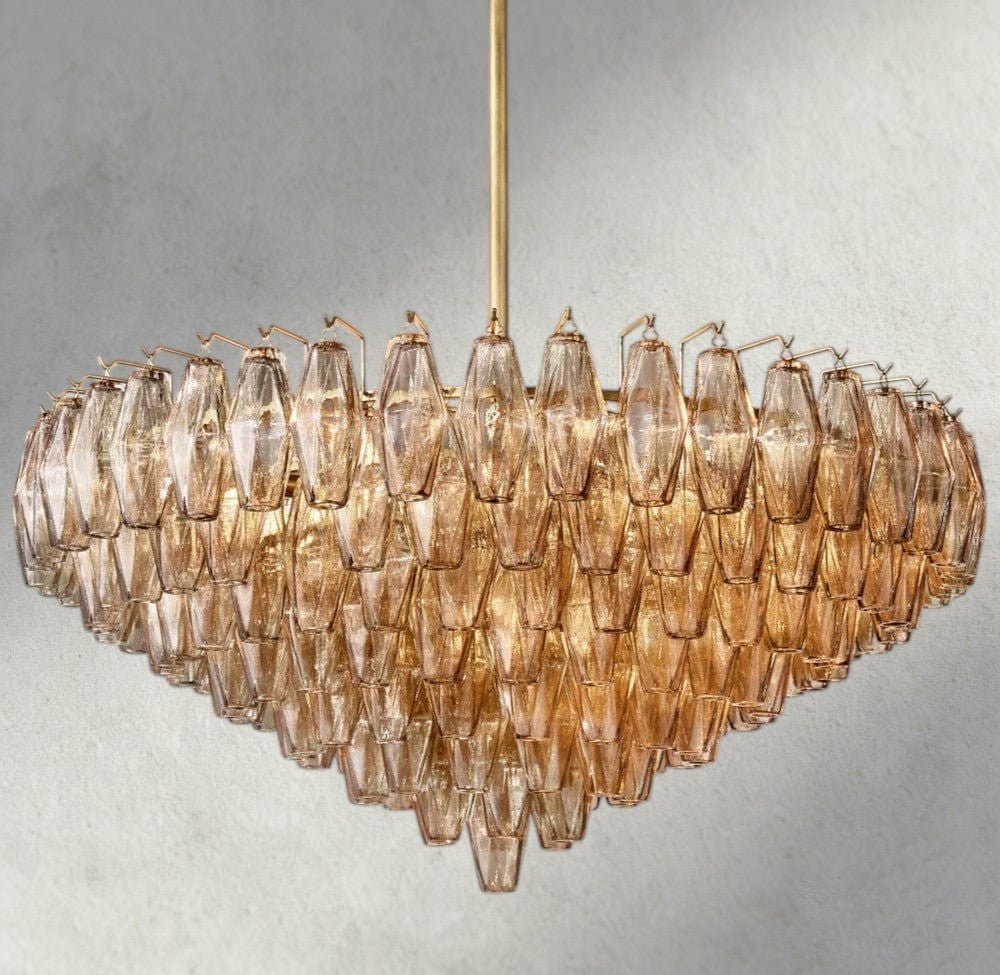 Chiaray CLEAR/ SMOKE GLASS TIERED ROUND CHANDELIER 37", 47", 62" - Zelno Lighting