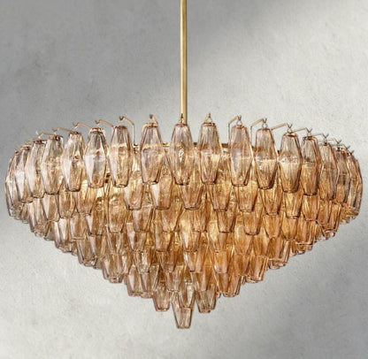 Chiaray CLEAR/ SMOKE GLASS TIERED ROUND CHANDELIER 37", 47", 62" - Zelno Lighting