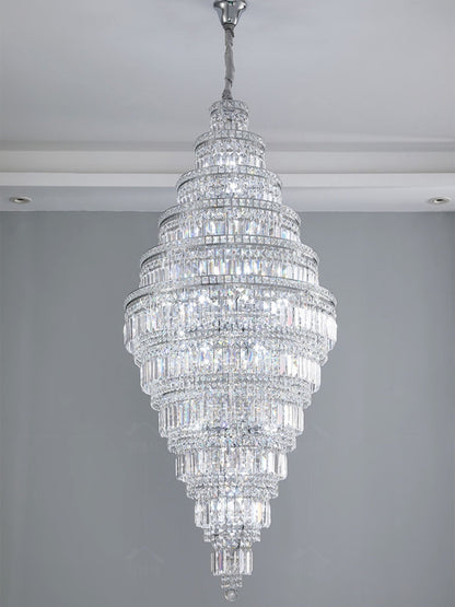 Chrome Extra Large Crystal Chandelier in Silver for Foyer/Staircase/Living Room/Entrance - Zelno Lighting