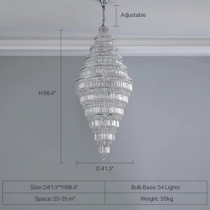 Chrome Extra Large Crystal Chandelier in Silver for Foyer/Staircase/Living Room/Entrance - Zelno Lighting