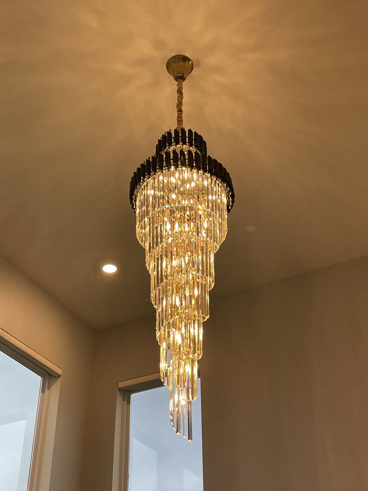 Classic Large Multi - layered Spiral Crystal Chandelier for Foyer/ Staircase - Zelno Lighting