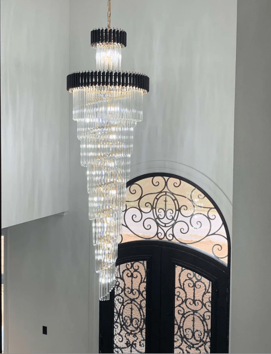 Classic Large Multi - layered Spiral Crystal Chandelier for Foyer/ Staircase - Zelno Lighting