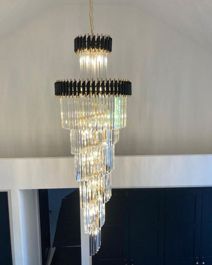 Classic Large Multi - layered Spiral Crystal Chandelier for Foyer/ Staircase - Zelno Lighting