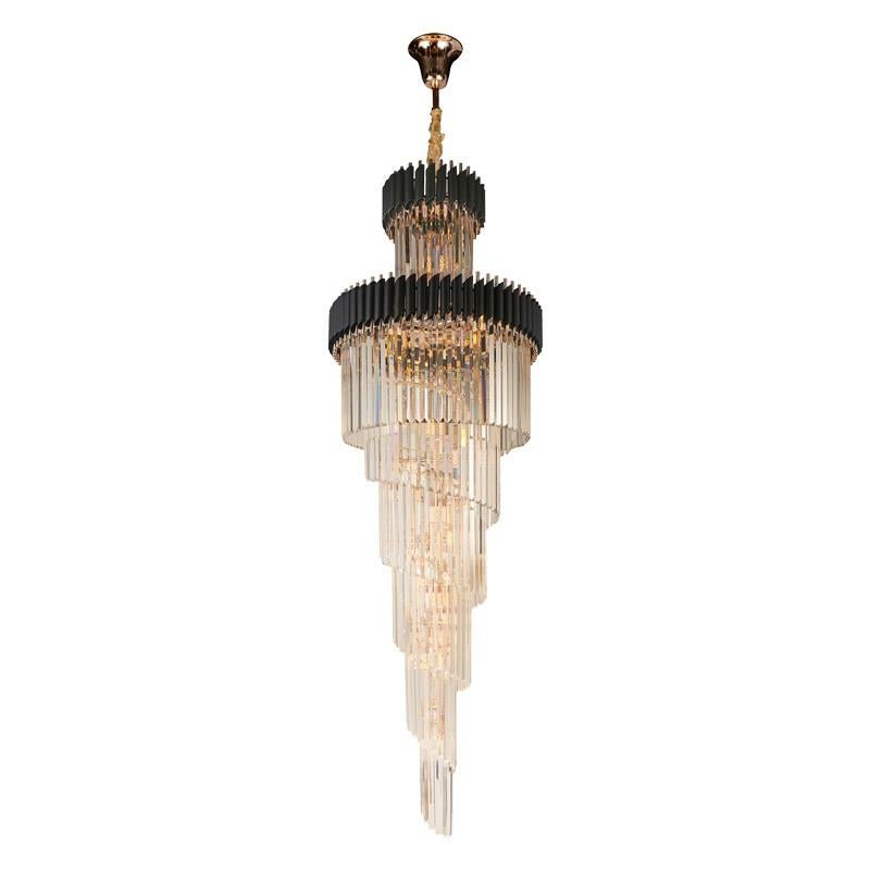 Classic Large Multi - layered Spiral Crystal Chandelier for Foyer/ Staircase - Zelno Lighting
