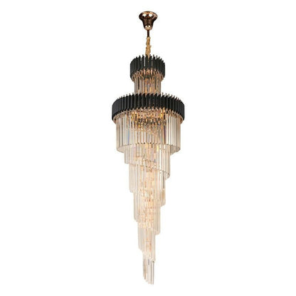 Classic Large Multi - layered Spiral Crystal Chandelier for Foyer/ Staircase - Zelno Lighting