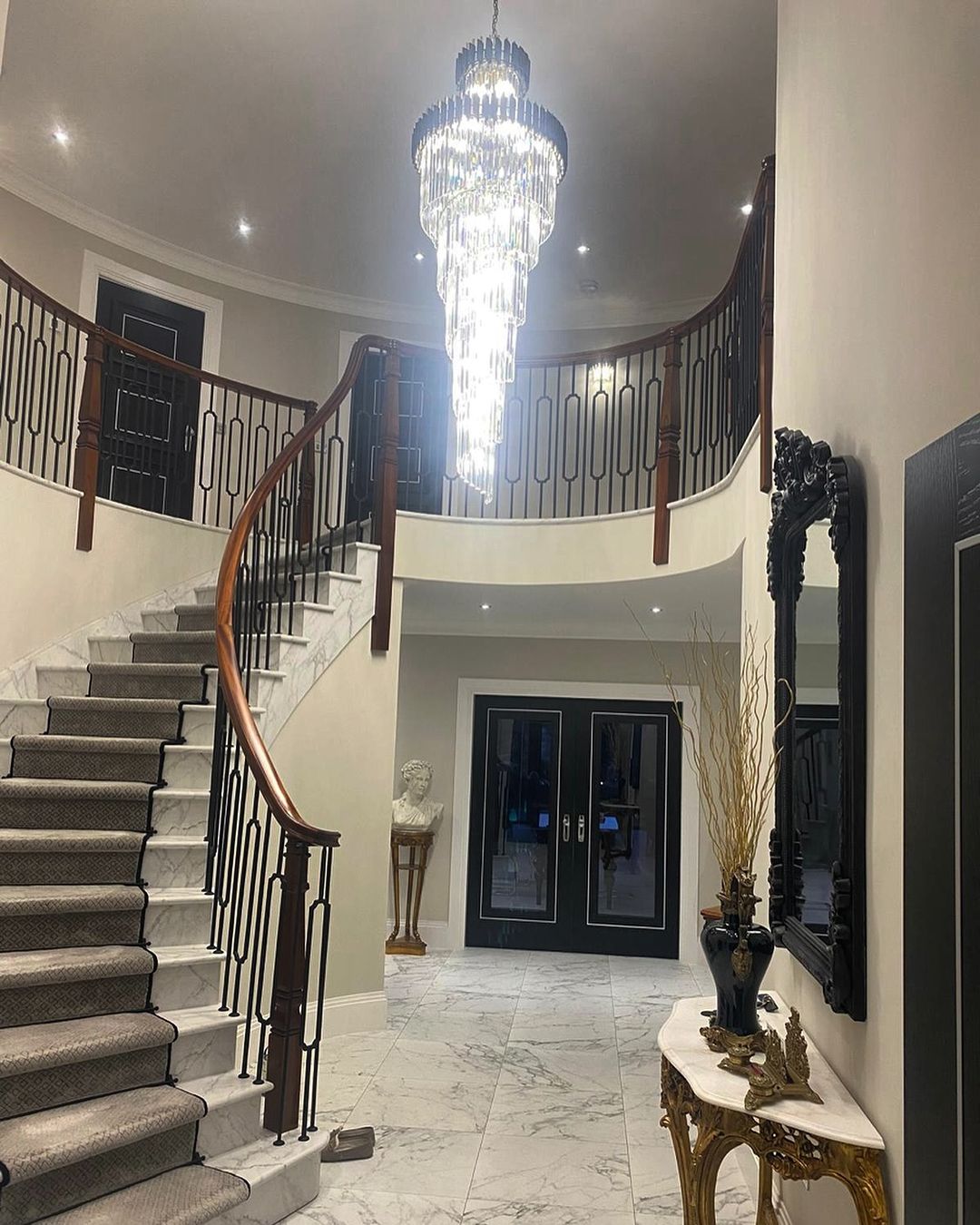 Classic Large Multi - layered Spiral Crystal Chandelier for Foyer/ Staircase - Zelno Lighting