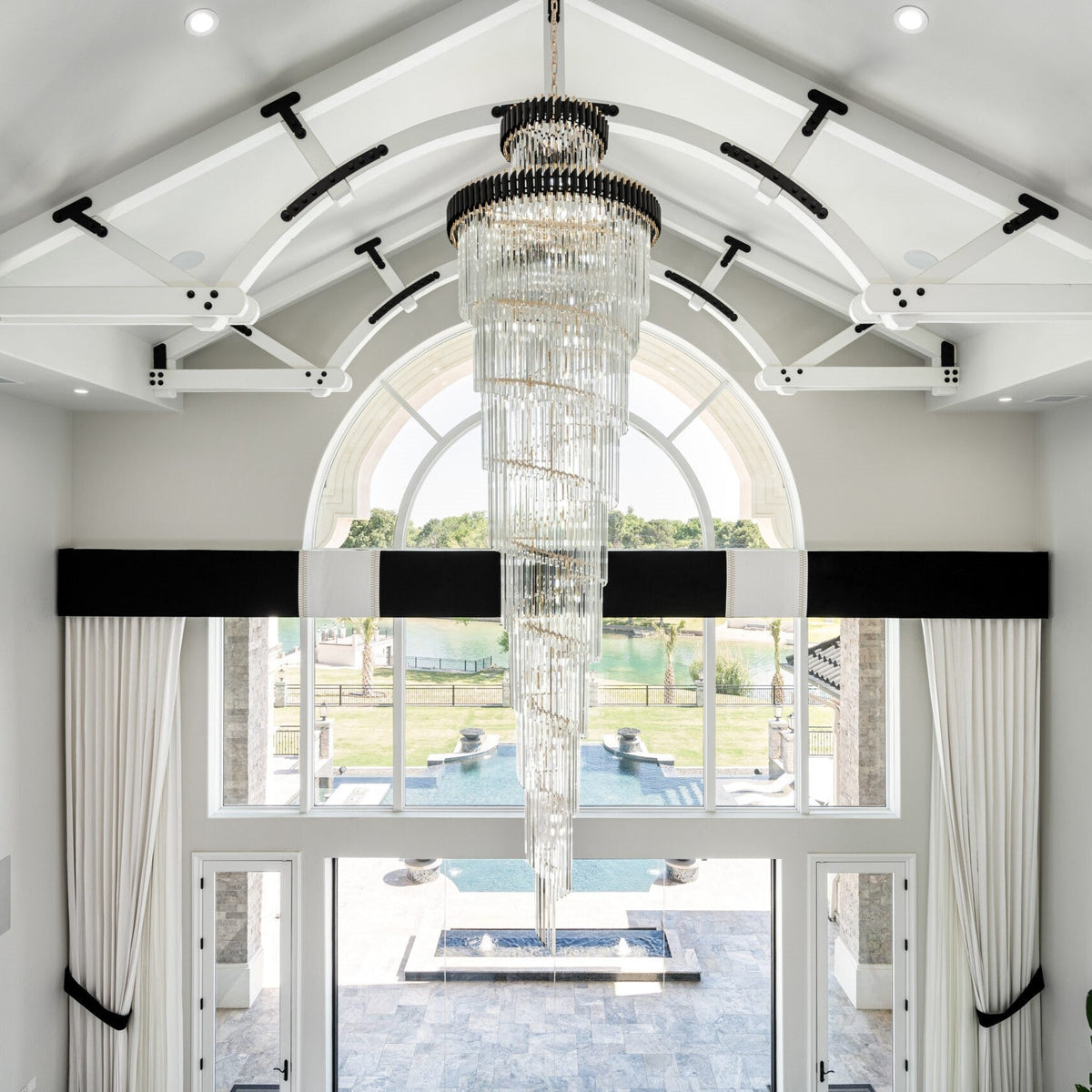 Classic Large Multi - layered Spiral Crystal Chandelier for Foyer/ Staircase - Zelno Lighting