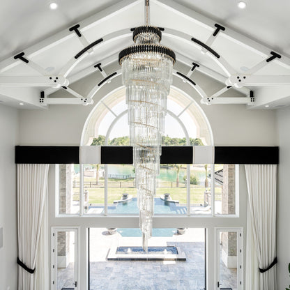 Classic Large Multi - layered Spiral Crystal Chandelier for Foyer/ Staircase - Zelno Lighting