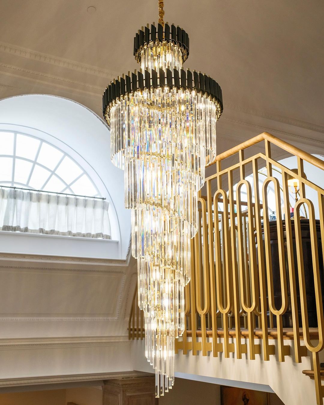 Classic Large Multi - layered Spiral Crystal Chandelier for Foyer/ Staircase - Zelno Lighting