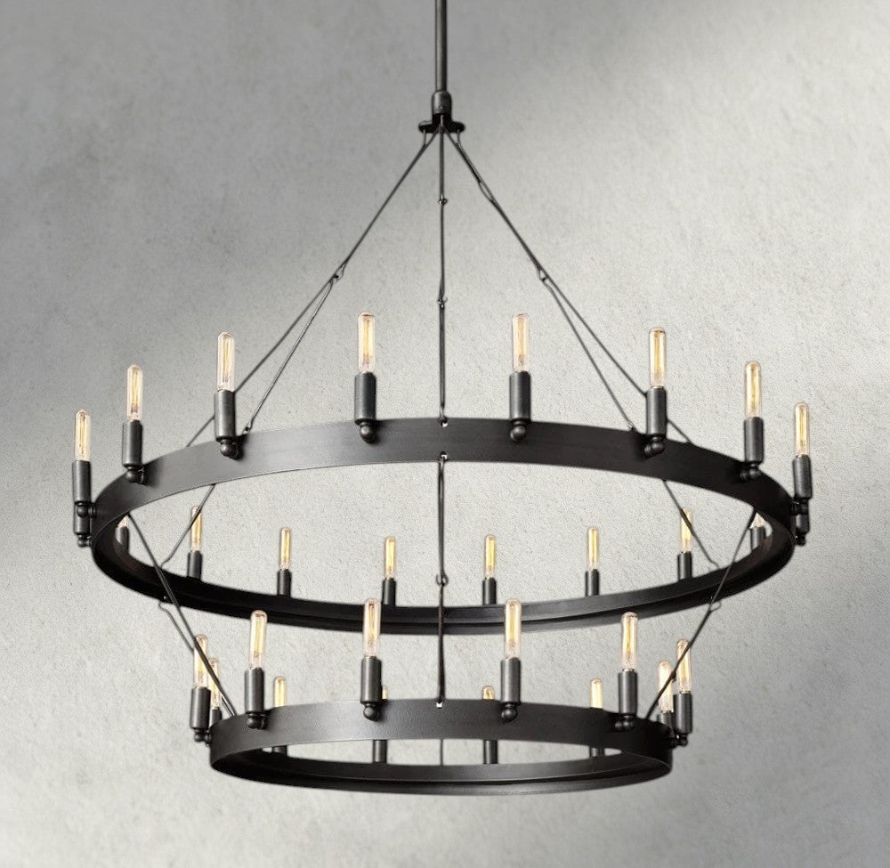 Cominv Vintage Filament Two - Tier Chandelier 38", 50", 63", 73" - Zelno Lighting