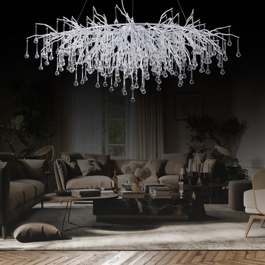 Doris Rectangle Branch Chandelier 45"L Silver - Zelno Lighting