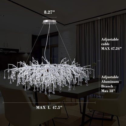 Doris Rectangle Branch Chandelier 45"L Silver - Zelno Lighting
