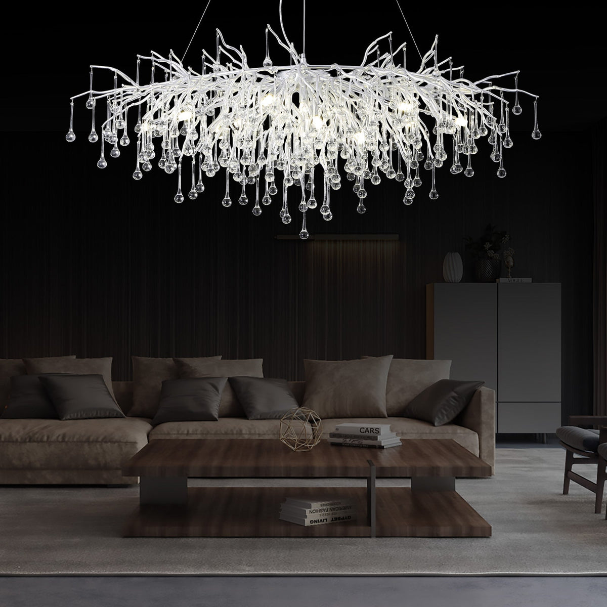Doris Rectangle Branch Chandelier 45"L Silver - Zelno Lighting