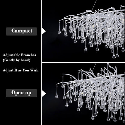 Doris Rectangle Branch Chandelier 45"L Silver - Zelno Lighting