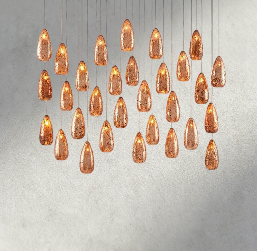 Edda Linear Glass Chandelier 48", 54" - Zelno Lighting
