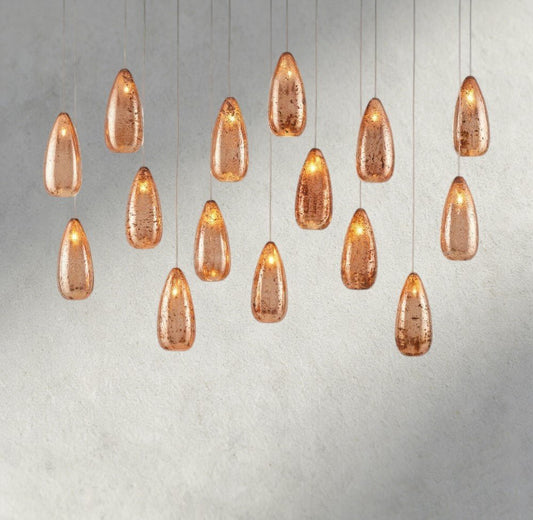 Edda Linear Glass Chandelier 48", 54" - Zelno Lighting