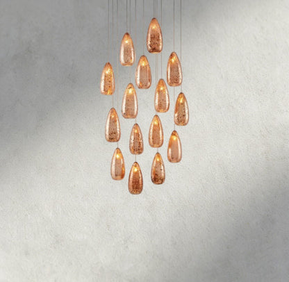 Edda Round Glass Chandelier 23", 35" - Zelno Lighting
