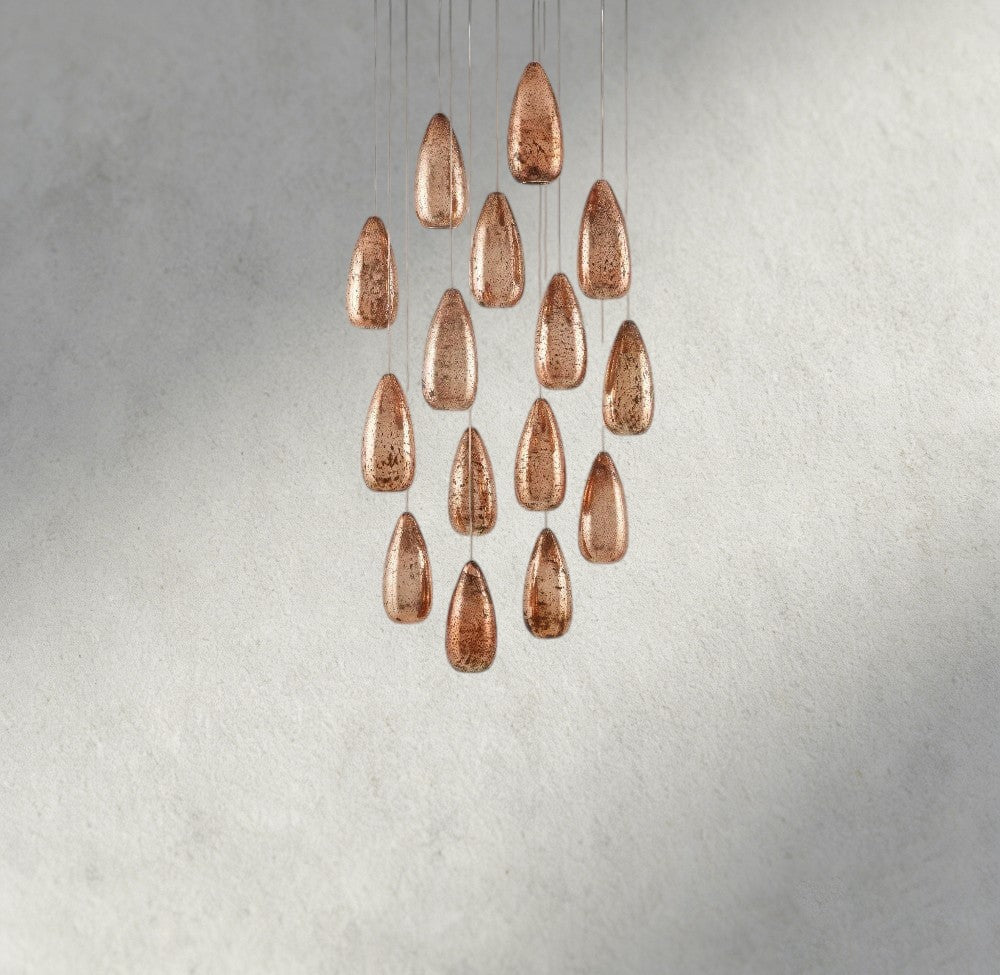 Edda Round Glass Chandelier 23", 35" - Zelno Lighting