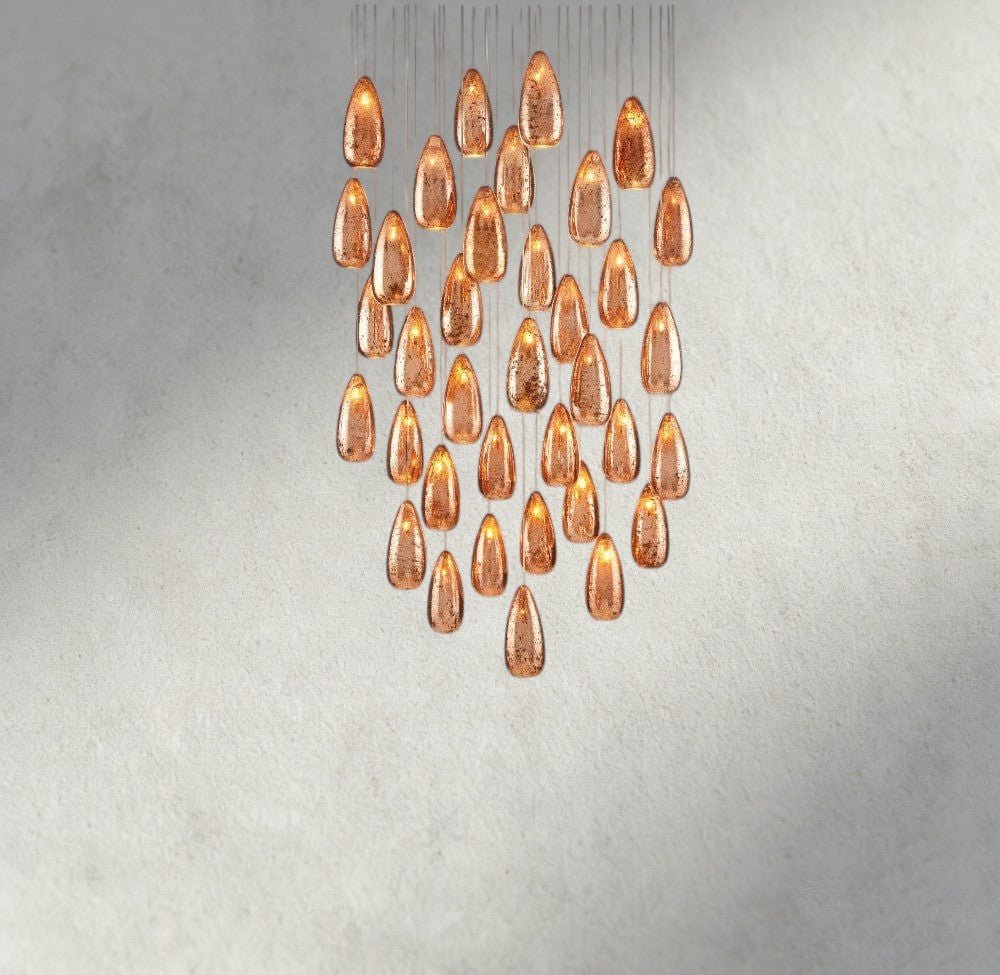 Edda Round Glass Chandelier 23", 35" - Zelno Lighting