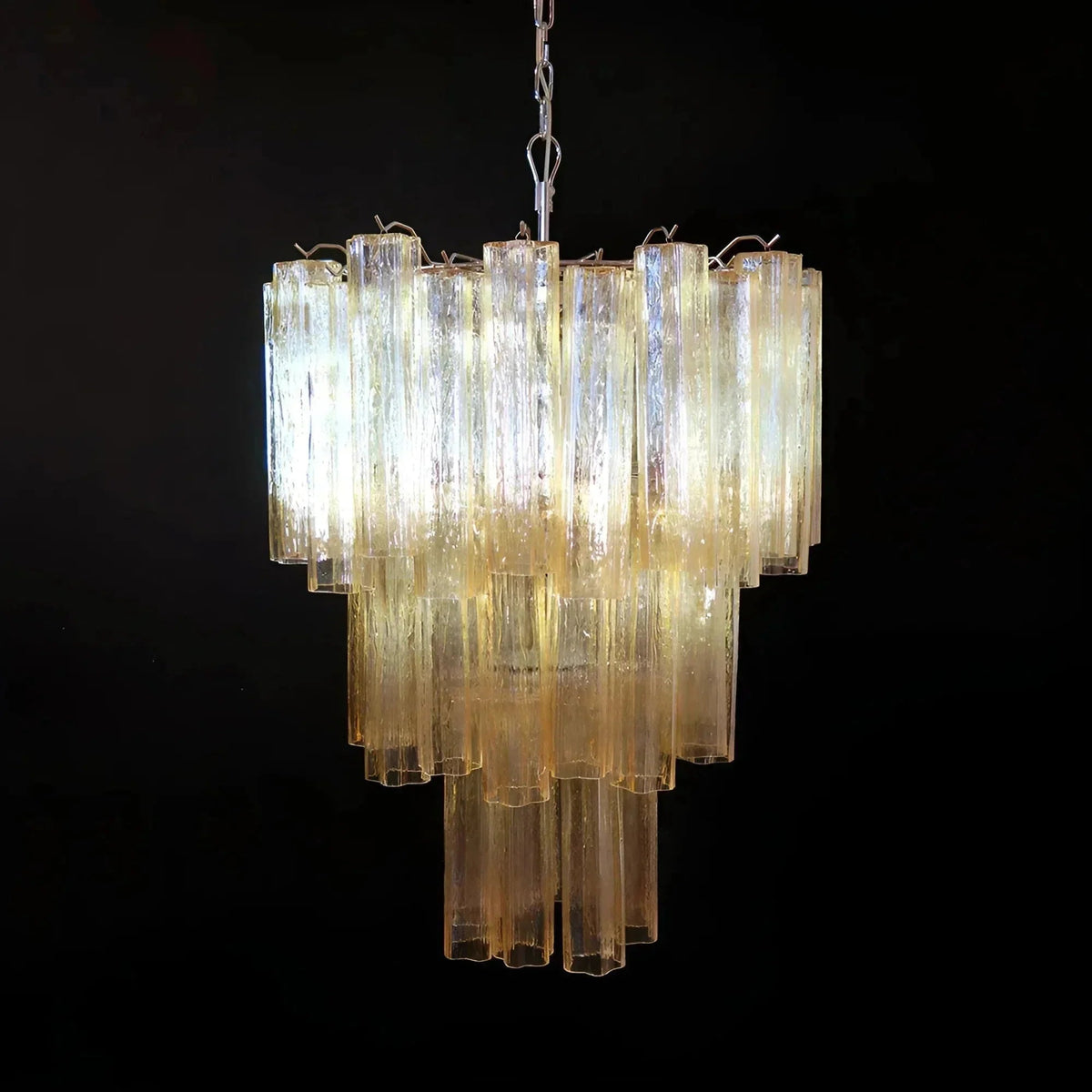 Elegant Yellow Murano Glass Tube Chandelier 25.6" - Zelno Lighting
