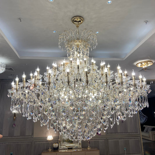 Extra Large Multi - layers Luxury Candle Branch Crystal Chandelier for Living Room/Foyer/Stairs - Zelno Lighting