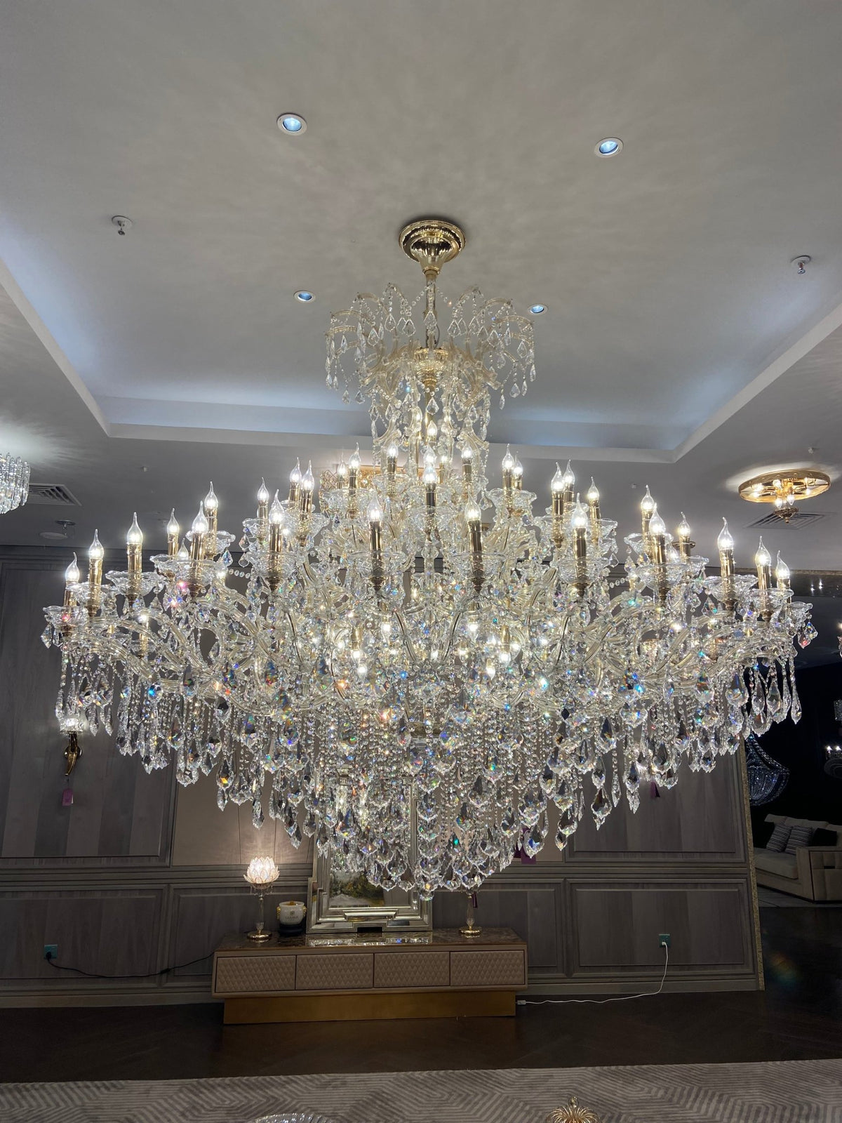 Extra Large Multi - layers Luxury Candle Branch Crystal Chandelier for Living Room/Foyer/Stairs - Zelno Lighting