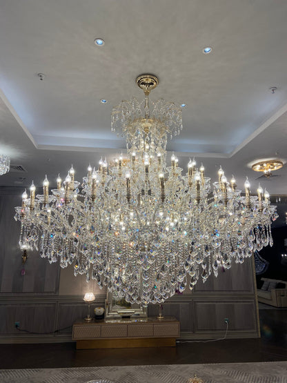 Extra Large Multi - layers Luxury Candle Branch Crystal Chandelier for Living Room/Foyer/Stairs - Zelno Lighting